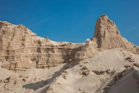 Quarry for the extraction of sand from river Stock Photos