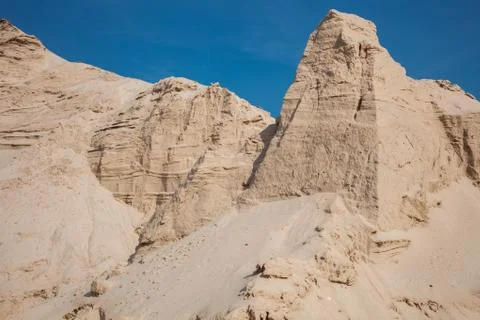 Quarry for the extraction of sand from river Stock Photos