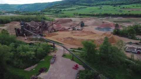 Quarry for the extraction of yellow and paint sand on a hill Stock Footage 154377108