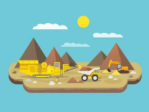Quarry Flat Illustration Stock Illustration