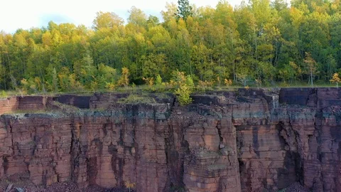 Quarry Forest Cliff Wall Fly By Stock Footage 117485632