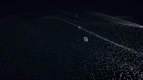 Quarry haul ramp bench face monochrome white point cloud extraction terrain Stockbeeldmateriaal 343119476