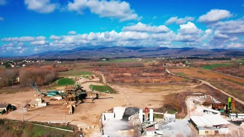 Quarry-Hyperlapse Aerial drone view mine of sand machine engine 4k Stock Footage 189897609