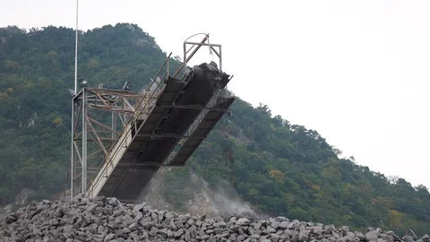 Quarry mine industry rock extraction heavy machinery equipment Stock Footage 115485767