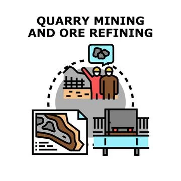 Quarry mining and ore refining vector concept Stock Illustration