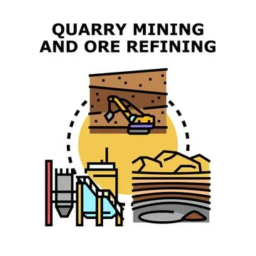 Quarry mining and ore refining color concept Stock Illustration