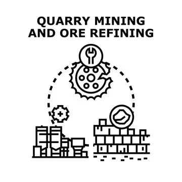 Quarry mining and ore refining industrial process Stock Illustration