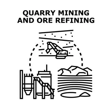 Quarry mining and ore refining black concept Stock Illustration