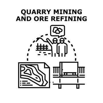 Quarry mining and ore refining vector concept Stock Illustration