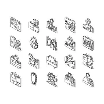 Quarry Mining Industrial Process isometric icons set vector Stock Illustration