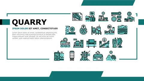 Quarry Mining Industrial Process Landing Header Vector Stock Illustration