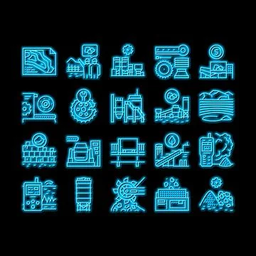 Quarry Mining Industrial Process neon glow icon illustration Stock Illustration