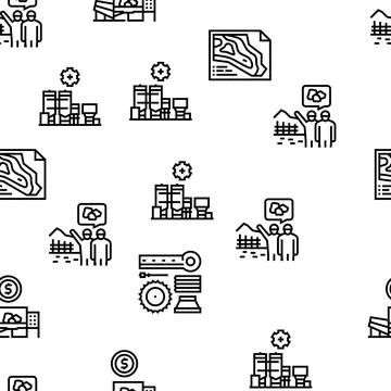 Quarry Mining Industrial Process Vector Seamless Pattern Illustrazione stock