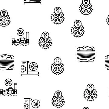Quarry Mining Industrial Process Vector Seamless Pattern Illustrazione stock