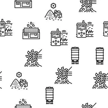 Quarry Mining Industrial Process Vector Seamless Pattern Illustrazione stock
