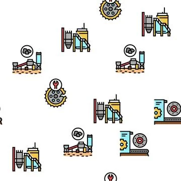 Quarry Mining Industrial Process Vector Seamless Pattern Stock Illustration