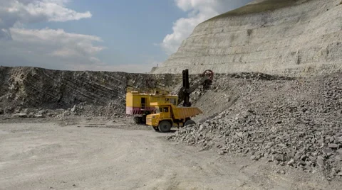 Quarry mountain trucks flight Video stock 52383166