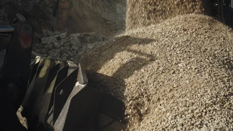 Quarry open pit, construction machinery at work,crushing machine production line Video stock 294064682