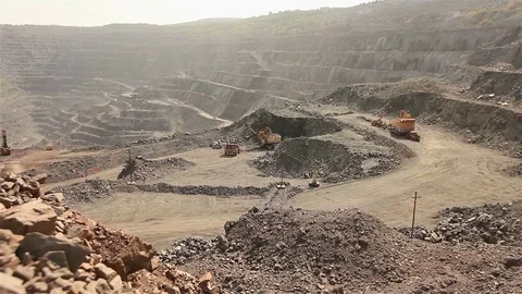 Quarry panorama, Career panorama overall plan Stock Footage