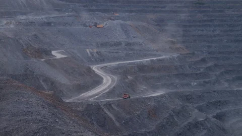 Quarry road and trucks Stock Footage 218947169