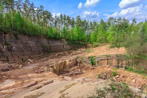 Quarry of sandstone Stock Photos