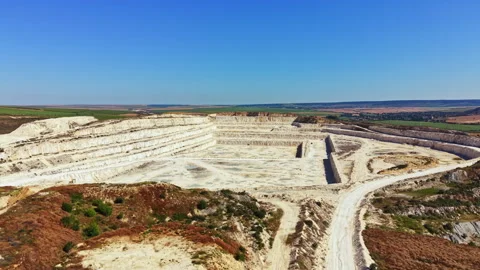 Quarry site with layers of extraction and land for digging located in a rural 動画素材 341077129