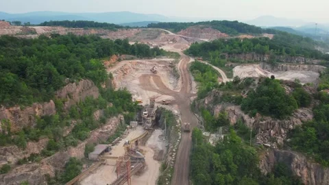 Quarry site on a Mountain in 4K Stock Footage 243580347