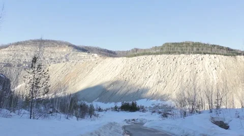 Quarry in the Snow Motion in Mountain 스톡 동영상 52635035