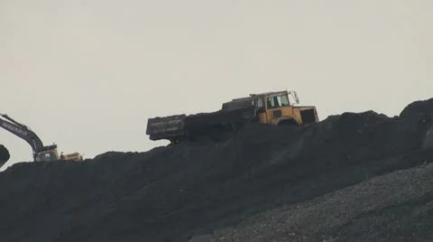 Quarry truck unloading Stock Footage 10917402