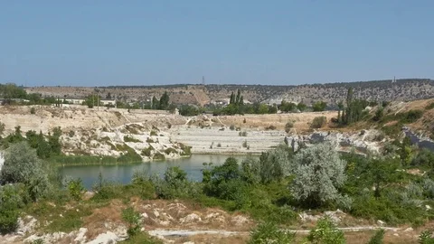 Quarry Turned Into a Lake Stock Footage 70971494
