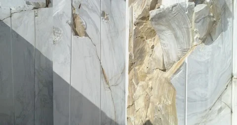 Quarry of white marble. Marble blocks site Stock Footage 145467107