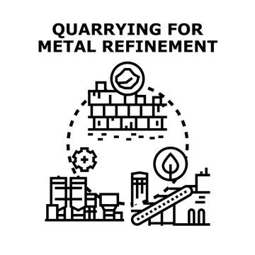 Quarrying for metal refinement process illustration vector イラスト素材