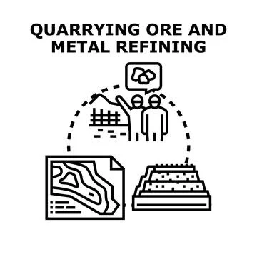 Quarrying ore and metal refining industrial process Stock Illustration