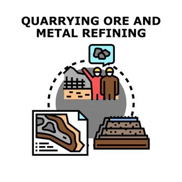 Quarrying ore and metal refining industrial process Stock Illustration