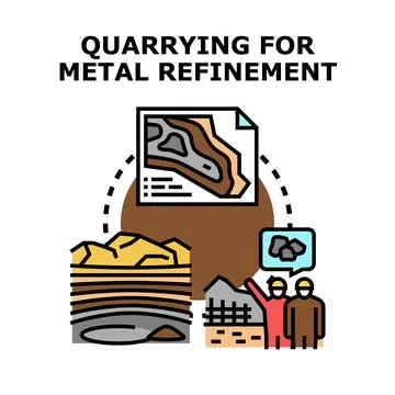 Quarrying process for metal refinement flat illustration Stock Illustration