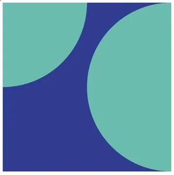 Quarter and half circle isolated on blue background Stock Illustration