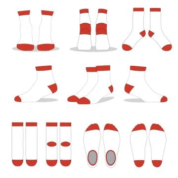 Quarter Ankle Socks - Vector Template Mockup Stock Illustration