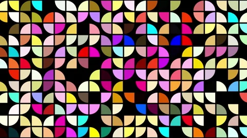 Quarter circle pattern with opacity and rotation effects on black background Stock Footage 243075018