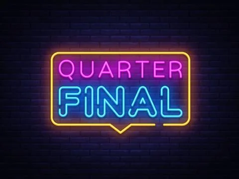 Quarter Final Neon Text Vector. Neon sign, design template, modern trend design Stock Illustration