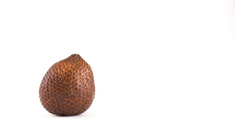 Quarter frame close up of one salak fruit rotating on the turn table. Isolated  Stock Footage 88096986