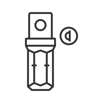 Quarter inch drive socket adapter icon in line design. Socket adapter, ratchet Stock Illustration