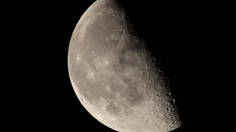 Quarter moon closeup Stock Footage 46578353