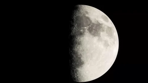 QUARTER MOON CLOSEUP Stock Footage 285778979