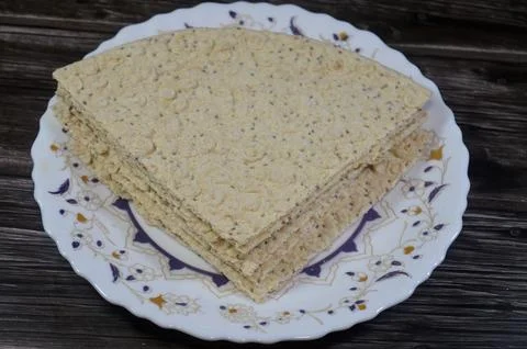 Quarter pieces of Chia bread, a type of bread made with chia seeds, which m.. Stock Photos