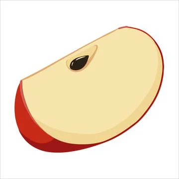 A quarter of a red apple icon. Flat illustration of apple stump vector Stock Illustration