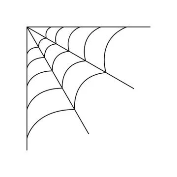 Quarter spider web isolated on white background. Halloween spiderweb element. Ilustración de archivo