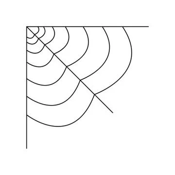 Quarter spider web isolated on white background. Halloween spiderweb element. Stock Illustration