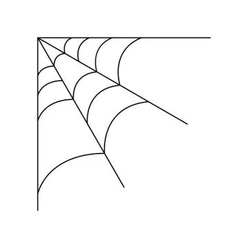 Quarter spider web isolated on white background. Halloween spiderweb element. Stock Illustration