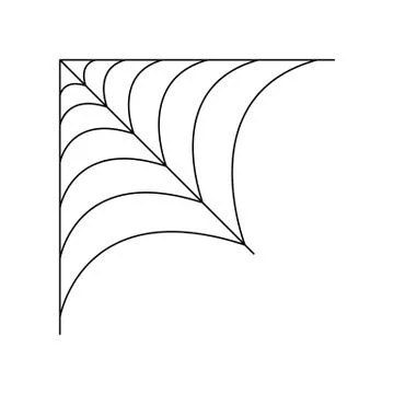 Quarter spider web isolated on white background. Halloween spiderweb element. Stock Illustration