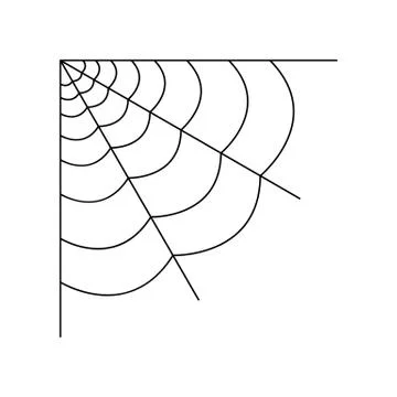 Quarter spider web isolated on white background. Halloween spiderweb element. Stock Illustration
